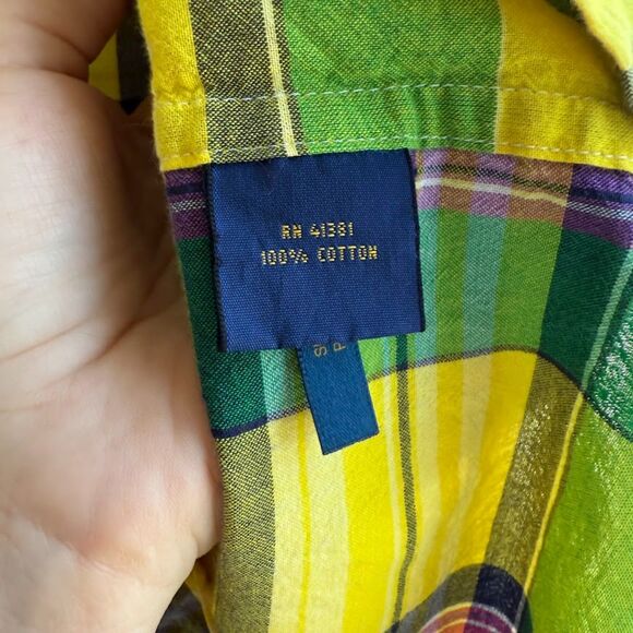 Vintage Polo Ralph Lauren Madras Plaid Buttondown Shirt in Yellow Multi size XL - Picture 6 of 9